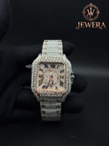 Indian Manufactured Custom OEM High Quality Luxury Stainless Steel Glass Analog Mechanical Movement Hip Hop Moissanite Diamond - Product Image 2