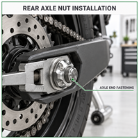 Écrou d'axe arrière de moto personnalisé, écrou de blocage à bride CNC, écrou de sécurité, écrou à fil de sécurité, fixation de roue personnalisée OEM