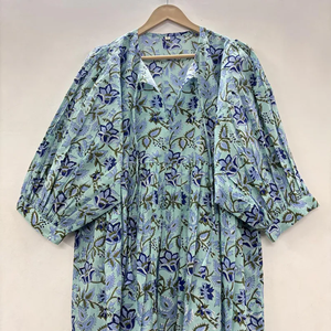 Vestido Casual Midi para Mujer, Tejido 100% Algodón, Liso, Estilo Babydoll, Cuello en V, Cintura Imperio, Manga Corta, Holgado - Product Image 3