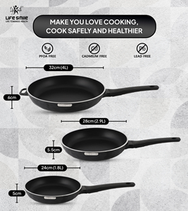 Ensemble de 3 poêles antiadhésives, revêtement non toxique, poignées en bakélite résistantes à la chaleur, base à induction - Product Image 2