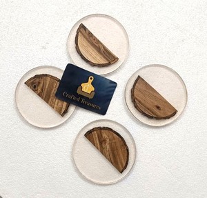 Wood & Resin <b>Coaster</b> Set 4-Inch Diameter Round Heat Resistant Non-Slip Eco-Friendly <b>Drink</b> <b>Coasters</b> for Home & Bar Use Best Price - Product Image 6