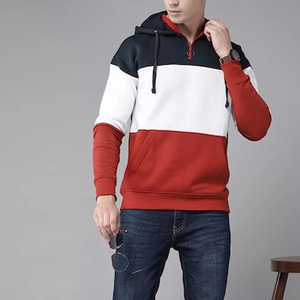 New Arrival Color <b>Block</b> Drawstring Hoodie For Men Oversize Cotton Polyester Hoodie For Men Basics Cotton Blended Casual Wear - Product Image 3