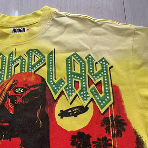 เสื้อยืดแขนสั้นสีเหลืองประดับเพชรเทียม แบรนด์แฟชั่นคุณภาพสูง ขายส่ง - Product Image 4