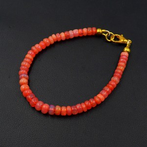 Natural Ethiopian Opal Roundel Beads Gold Plated Multi <b>Fire</b> Opal Bracelet Unisex Gift - Product Image 3