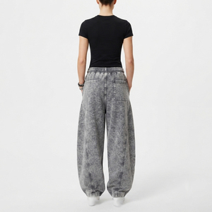 Pantalon de survêtement molletonné pour femme, taille mi-haute, délavé à l'acide, en polyester/coton, coupe régulière, longueur intégrale, taille élastique, écologique, hiver - Product Image 5
