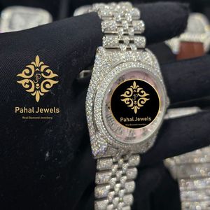 Pahal Jewels Montre de luxe pour femme avec diamants, date analogique, acier inoxydable, cadran rose - Product Image 4