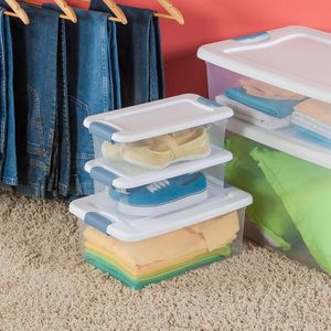 Under Bed Storage Bins with <b>Lids</b> 12 Pack Clear <b>Plastic</b> 15 Quart Heavy Duty Organizing <b>Containers</b> - Product Image 4