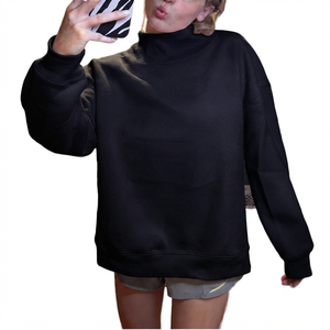 เสื้อสเวตเชิ้ตคอกลมโอเวอร์ไซส์สำหรับผู้หญิง ไม่บุซับใน สไตล์ลำลอง ตกแต่งด้วยตัวอักษร สีชมพูพื้น แขนยาว ผ้าถัก โพลีเอสเตอร์/คอตตอน - Product Image 4