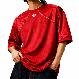 Camiseta de Fútbol Americano para Hombre de Calidad Premium con Paneles de Malla Transpirable, Estilo Urbano Oversize, Detalle de Costura en Contraste, OEM Personalizado al por Mayor - Product Image 6