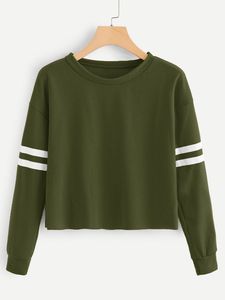 Sweat-shirt pour femme au design minimaliste, uni, teint, manches longues, col rond, coupe confortable, à porter tous les jours, essentiel pour la mode d'automne, pull - Product Image 4