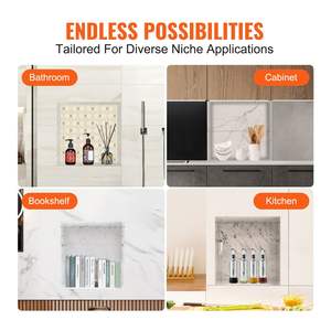 Moderno 16 \ "X 16 \" nero singolo ripiano doccia nicchia-Ready muro inserito da incasso protezione sigillata per la conservazione del sapone bagno - Product Image 6