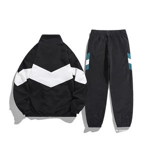 Conjunto Deportivo de Dos Piezas para Hombre, Estilo Casual, Chaqueta Cortavientos Holgada con Parches y Pantalones con Cintura Elástica - Product Image 2