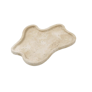 Plateau de service multifonctionnel rond en marbre blanc beige naturel, style Art déco, pour la présentation de bijoux, le rangement et la présentation de fruits, pour la maison et l'hôtel - Product Image 6