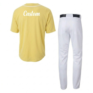 Uniforme de béisbol personalizado de secado rápido del fabricante, color amarillo pastel, ropa deportiva para hombre, transpirable, que absorbe la humedad, conjunto de softball al por mayor - Product Image 2