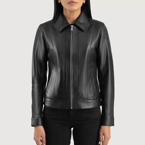 Women's PU Leather Quick Dry <b>Lightweight</b> Moto <b>Jacket</b> Solid Color Full Sleeve Zipper Closure Stand Collar Detachable Collar - Product Image 4