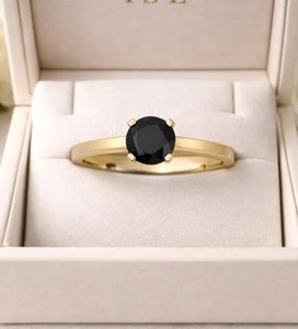 Round Cut Black Onyx <b>Ring</b> 925 Sterling <b>Silver</b> Bold <b>Statement</b> Gemstone <b>Ring</b> Minimalist Elegant Jewelry Gift for Women - Product Image 2