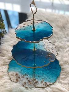 Support à gâteau décoratif en résine écologique fait main, 2 pièces, pour cupcakes, desserts, événements de mariage, décoration de table à la maison - Product Image 5