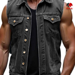 Gilet en jean personnalisé Ryan Pro Gear pour hommes, tissu confortable et respirant avec logo personnalisé - Product Image 2