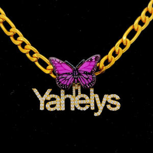 Pendentif Moissanite en argent sterling 925 glacé émaillé multicolore personnalisé avec fermoir papillon Design de lettre pour les fêtes - Product Image 3