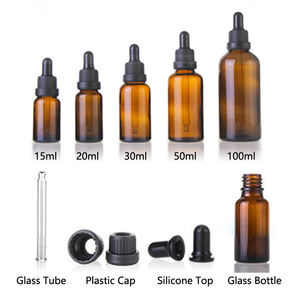 ขวดแก้วสีชาแบบกันรั่วพร้อมหลอดหยดแก้วยาวสำหรับของเหลว น้ำมันหอมระเหย เซรั่มบำรุงผิว ครีมบำรุงรอบดวงตา - Product Image 2