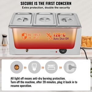 เครื่องอุ่นอาหารเชิงพาณิชย์ขนาด 17.4 ควอร์ต 1200 วัตต์ แบบไฟฟ้า พร้อมถาดนึ่งสแตนเลส สำหรับบุฟเฟ่ต์ อุปกรณ์อุ่นและเก็บรักษาอาหาร - Product Image 4