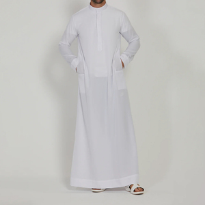 Vêtements islamiques haut de gamme, vente en gros sur mesure, polyester respirant léger de haute qualité, vêtements décontractés d'été, taille adulte, thobes pour hommes - Product Image 5