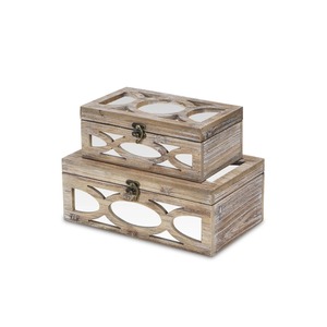 Set Of 3 Classic Wooden Storage <b>Boxes</b> Perfect For Family <b>Keepsakes</b> And Home Essentials Storage Wholesale From India - Product Image 3