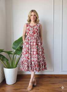 ชุดเดรสยาวปักลายวิจิตรสำหรับผู้หญิง คอลเลคชั่นพิเศษประจำฤดูร้อนปี 2021 คอวี ทรงพลิ้วไหว เหมาะสำหรับใส่ไปเที่ยวทะเล ชายกระโปรงระบาย แต่งระบายหลากหลายแบบ - Product Image 4