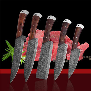 Ensemble de couteaux de chef en acier Damas durable avec étui en cuir, ensemble de couteaux de cuisine multi-usages pour la préparation culinaire - Product Image 5