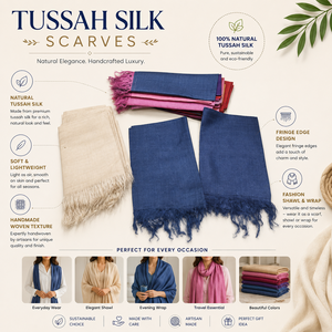 Écharpes en soie Tussah unies multicolores avec franges pour accessoires de mode - Product Image 6