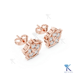 Lab Grown Diamond Geometric Floral Star <b>Stud</b> Earrings 14K 18K Solid Gold 5 Stone Cluster Women Jewelry Wedding Party Anniversary - Product Image 4