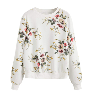 Design OEM Custom Made 100% Cotton Solid <b>Sweatshirt</b> with <b>Long</b> Sleeve <b>for</b> <b>Women</b> Crew Neck Front Logo - Product Image 4