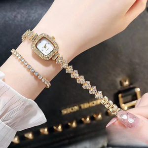Bracelet élégant pour femme, nouveau style luxueux, avec diamants sertis en forme de petit carré, charme à la mode, montre à quartz pour femme - Product Image 5