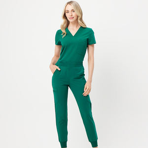 Nouvel ensemble de blouses médicales extensibles à manches courtes et multi-poches, design personnalisé, respirant, pour femmes - Product Image 1