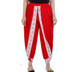 Women Readymade Stitched Cotton/Rayon Solid Full Length Lace Loose Fit Plain <b>Dhoti</b> Pant/<b>Salwar</b>/ Pack - Product Image 3