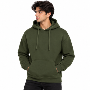 Sweat à capuche décontracté pour homme avec cordon de serrage réglable, épaules tombantes, poche kangourou avant et poignets côtelés - Product Image 1