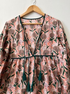 Femmes filles pur coton Maxi robe indien bloc imprimé décontracté été soirée à la mode nouvelle vente en gros longue robe mi-longue - Product Image 6