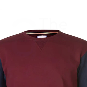 เสื้อสเวตเชิ้ตคอกลมสีเบอร์กันดีสำหรับผู้ชาย ทรงปกติ สีพื้น ผ้าถัก แขนยาว 100% ผ้าฝ้าย สำหรับฤดูใบไม้ร่วง - Product Image 3
