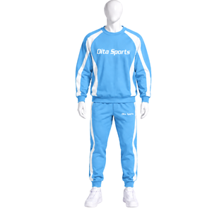 Conjunto Deportivo Azul Cielo Unisex, Sudadera con Capucha y Pantalones Jogger, con Rayas en Contraste, para Entrenamiento Deportivo, Casual - Product Image 1