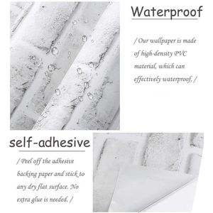 Papel Adhesivo Decorativo 3D Imitación Ladrillo, 120 Pulgadas de Largo x 18 Pulgadas de Ancho, Color Blanco Grisáceo, para Decoración de Paredes - Product Image 2
