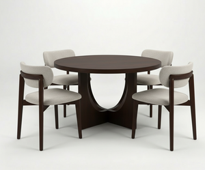 Table basse moderne avec 4 chaises en bois de caoutchouc et chêne, design durable et léger, garantie 1 an, ensemble compact pour salon - Product Image 1