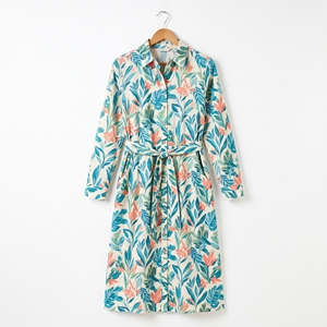 Vestido Camisero Casual de Verano con Estampado Floral para Mujer, Vestido Midi, OEM, ODM, Venta al por Mayor, Fábrica, Impresión Personalizada, 100% Algodón, MOQ Bajo - Product Image 4