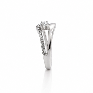 925 Sterling <b>Silver</b> Women's Wave Wrap <b>Solitaire</b> <b>Ring</b> with Cubic Zirconia Modern Elegant High Polish Finish Engagement Wedding - Product Image 3