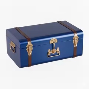 Coffre de rangement en métal rectangulaire avec couvercle, design industriel, organisateur d'outils, 1 couche, couvercle à charnières - Product Image 4