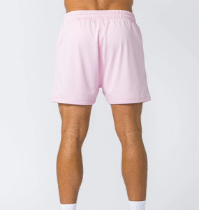 Shorts en maille rose pour homme, coupe classique, avec cordon de serrage, taille élastique, poches latérales ouvertes et en maille de polyester, pour l'été - Product Image 2
