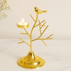 Gold Brass Bird Tree T-Light Candle Holder Decorative <b>Tea</b> Light <b>Stand</b> for Home Decor Table Centerpiece - Product Image 3