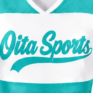 Custom <b>White</b> Turquoise Sublimated Sleeveless Cheerleading Uniform <b>Set</b> Team Athletic <b>Top</b> <b>Skirt</b> Sportswear Performance Training - Product Image 3