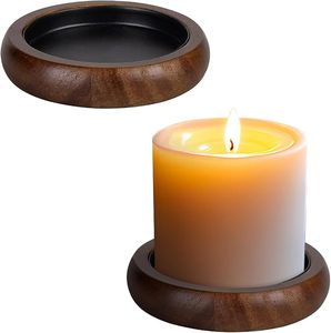 Rustic Wooden Handmade Round <b>Candle</b> Holder Stand <b>Tray</b> with Customized Color and Packaging for Home Decor Christmas Wedding - Product Image 1
