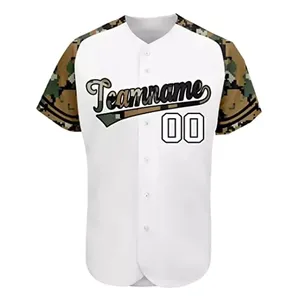 Camiseta de Béisbol Blanca para Hombre, Manga Corta, Estampado de Camuflaje Sublimado, Transpirable, Corte Regular, para Todas las Temporadas - Product Image 1