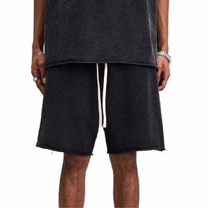 Shorts décontractés pour hommes en tissu Oxford noir uni 100% coton, design OEM de haute qualité, imperméables et respirants, 140 g/m², 2 poches, fermeture éclair - Product Image 1